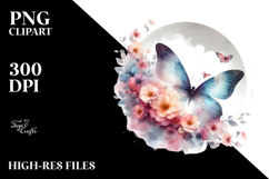 Butterfly with Flowers PNG Product Image 2