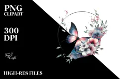 Butterfly with Flowers PNG Product Image 2