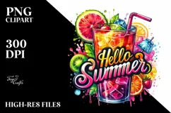 Summer Watercolor Drink PNG Product Image 3