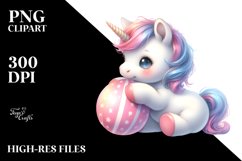 Cute Baby Unicorn Playing | Sublimation | Clipart Product Image 1