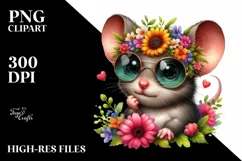 Watercolor Mouse Portrait, Transparent PNG Product Image 1