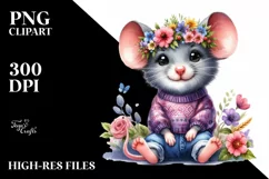 Watercolor Mouse Portrait, Transparent PNG Product Image 1