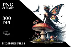 Gothic Fairy on Mushroom, Transparent PNG Product Image 2
