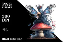 Gothic Fairy on Mushroom PNG Product Image 2