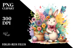 Colorful Wooden Bunny, PNG Product Image 2