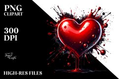 Red Glossy Heart Splashy PNG Product Image 2