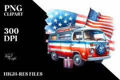 Vintage Vibrant Campervan Stars Clipart Product Image 1