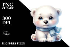 Digital Watercolor Baby Polar Bear JPEG Product Image 2