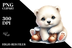 Digital Watercolor Baby Polar Bear JPEG Product Image 2