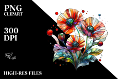 Abstract Colorful Stained Poppy PNG Product Image 2
