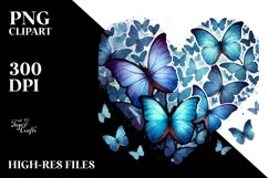 Blue Butterfly Heart PNG Product Image 2