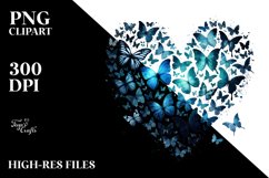 Blue Butterfly Heart PNG Product Image 2