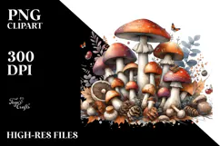 Mushroom Watercolor Splash, Transparent PNG Product Image 2