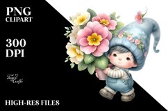 Cute Baby Gnome with Primrose PNG Product Image 2
