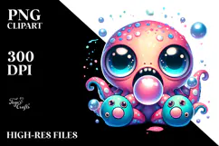 Chibi Kraken with Monster Slippers PNG Product Image 2