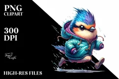 Running Baby Bird in Watercolor PNG Product Image 3