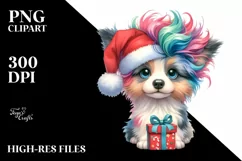 Baby Border Collie with Santa Hat PNG Product Image 3