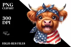 Excited Highland Cow Portrait Sublimation Clipart Product Image 3