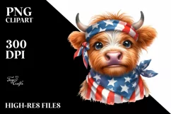 Excited Highland Cow Portrait Sublimation Clipart Product Image 3