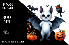 Simple Funny Bat Clipart, Halloween Theme, PNG Product Image 2