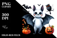 Simple Funny Bat Clipart, Halloween Theme, PNG Product Image 2
