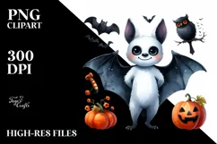 Simple Funny Bat Clipart, Halloween Theme, PNG Product Image 3