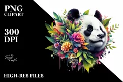 Abstract Vibrant Watercolor Panda PNG Product Image 3