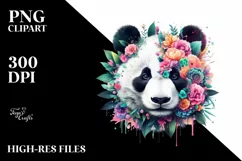 Abstract Vibrant Watercolor Panda with Plant Leaves and Product Image 3