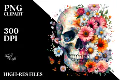 Colorful Flower Skull, PNG Product Image 2