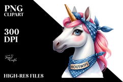 Unique Unicorn Portrait with Bandana | Sublimation | Clipart Product Image 2