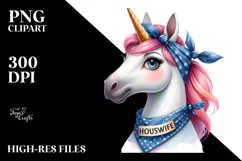 Unique Unicorn Portrait with Bandana | Sublimation | Clipart Product Image 2