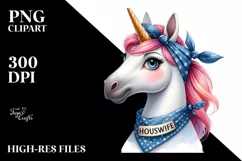 Unique Unicorn Portrait with Bandana | Sublimation | Clipart Product Image 3