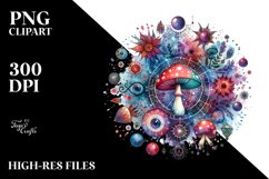 Magical Celestial Mushroom | Sublimation Clipart Product Image 3