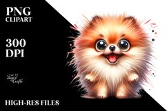 Funny Crazy Watercolor Pomeranian | Clipart Product Image 1