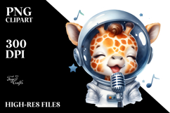 Energetic Giraffe with Astronaut Helmet PNG Product Image 2
