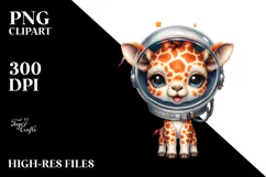 Energetic Giraffe with Astronaut Helmet PNG Product Image 2