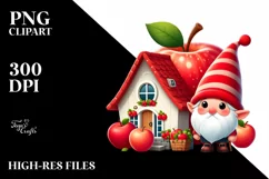 Gnome in Front of Apple House | Clipart Product Image 3