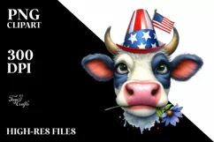Party Hat Cow Portrait Wearing | Sublimation | Clipart Product Image 3