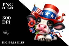 Party Hat Cow Portrait Wearing | Sublimation | Clipart Product Image 1
