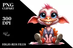 Funny Baby Turkey Goat | Watercolor Clipart Product Image 3