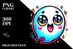 Colorful Baby Ghost Doodle PNG Product Image 2
