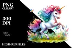 Watercolor Baby Unicorn Sprinkling Tea PNG Product Image 1