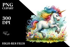 Watercolor Baby Unicorn Sprinkling Tea PNG Product Image 1
