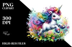 Watercolor Baby Unicorn Sprinkling Tea PNG Product Image 3