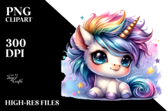 Cute Baby Unicorn Big-Eyes PNG Product Image 2