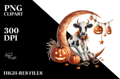 Halloween Cow on Half Moon PNG Product Image 2