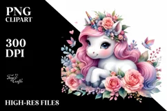 Baby Unicorn Watercolor Painting Product Image 1