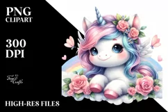 Baby Unicorn Watercolor Painting Product Image 3