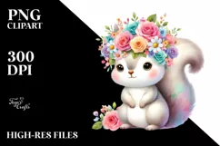 Cartoon-Style Watercolor Squirrel Flower Crown Product Image 3