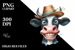 Cow Funny Watercolor Cow Hat | Clipart Product Image 3